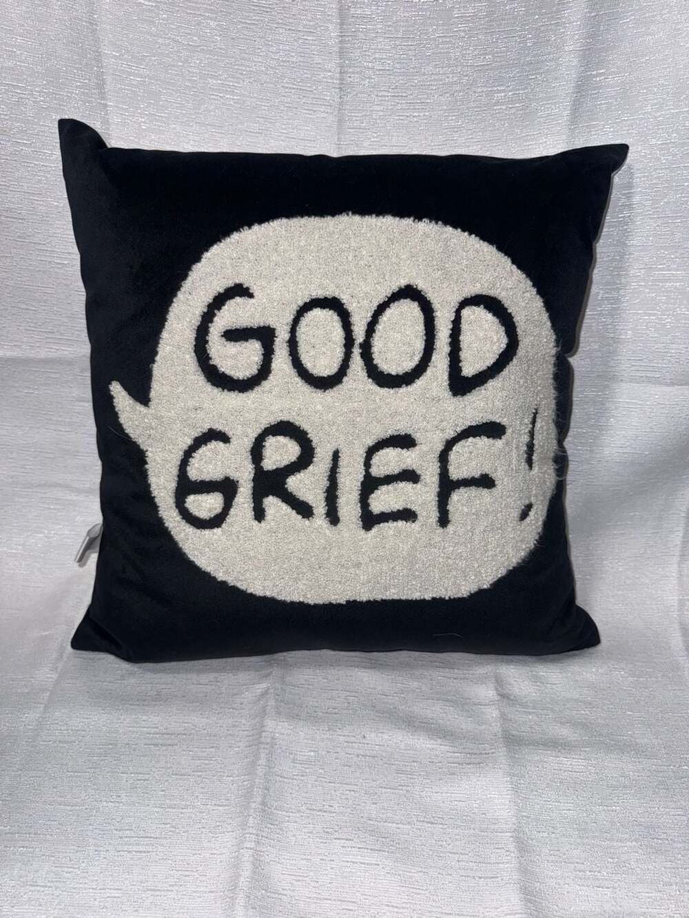 Peanuts Good Grief Reversible Decorative Throw Pillow with Charlie Brown Zigzag